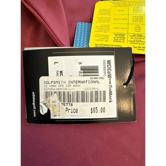 Adidas Womens Size Large ClimaWarm CoolMax 1/4 Zip Mock Top Purple Golf NWT - Picture 3 of 5